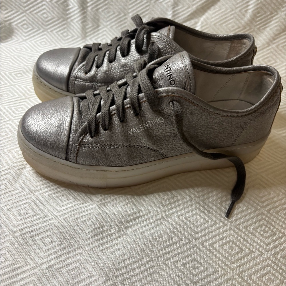 Valentino  platform women’s silver Gray Sneakers size 7.5 - Picture 9 of 15